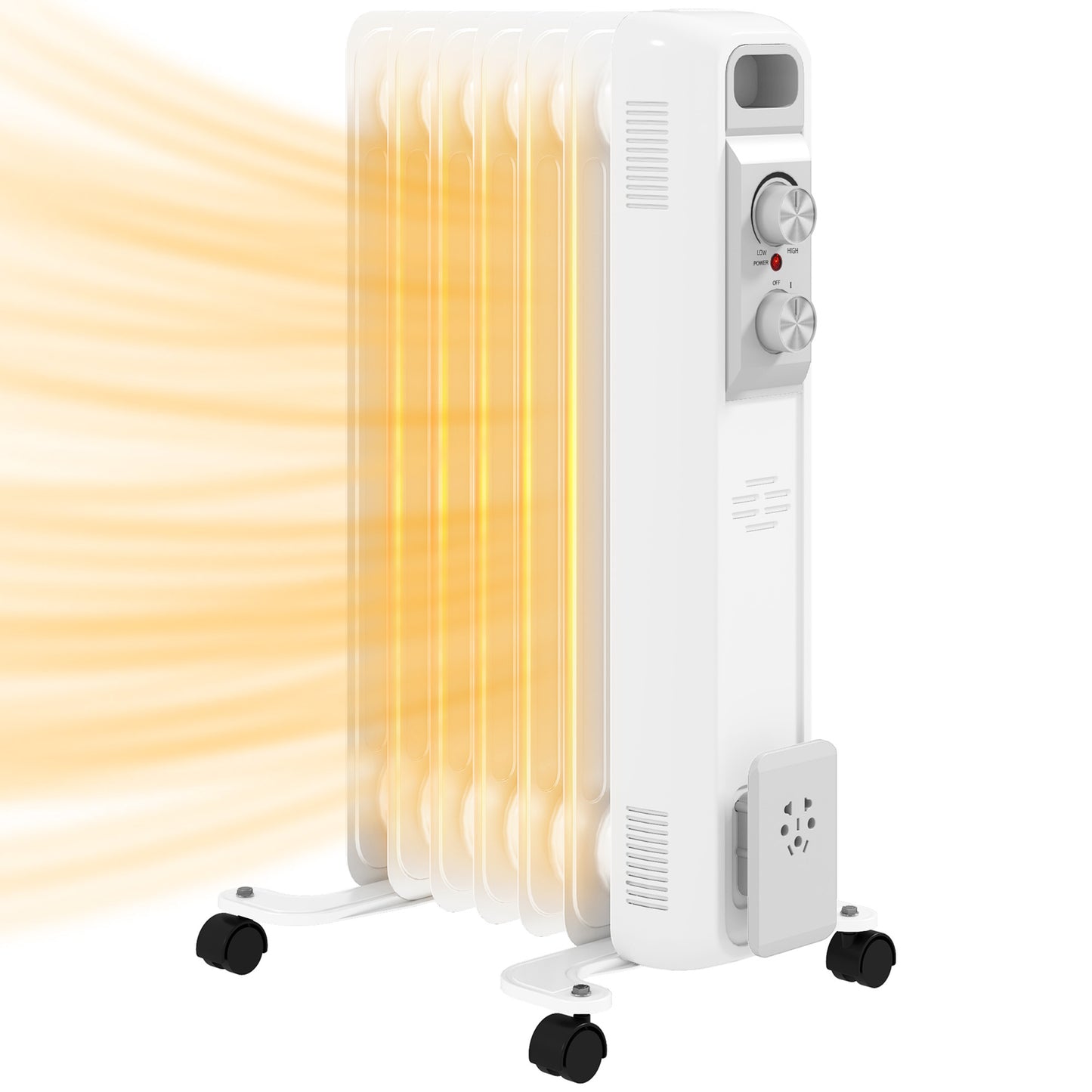 HOMCOM 1.5kW Seven Fin Oil-Filled Radiator - White