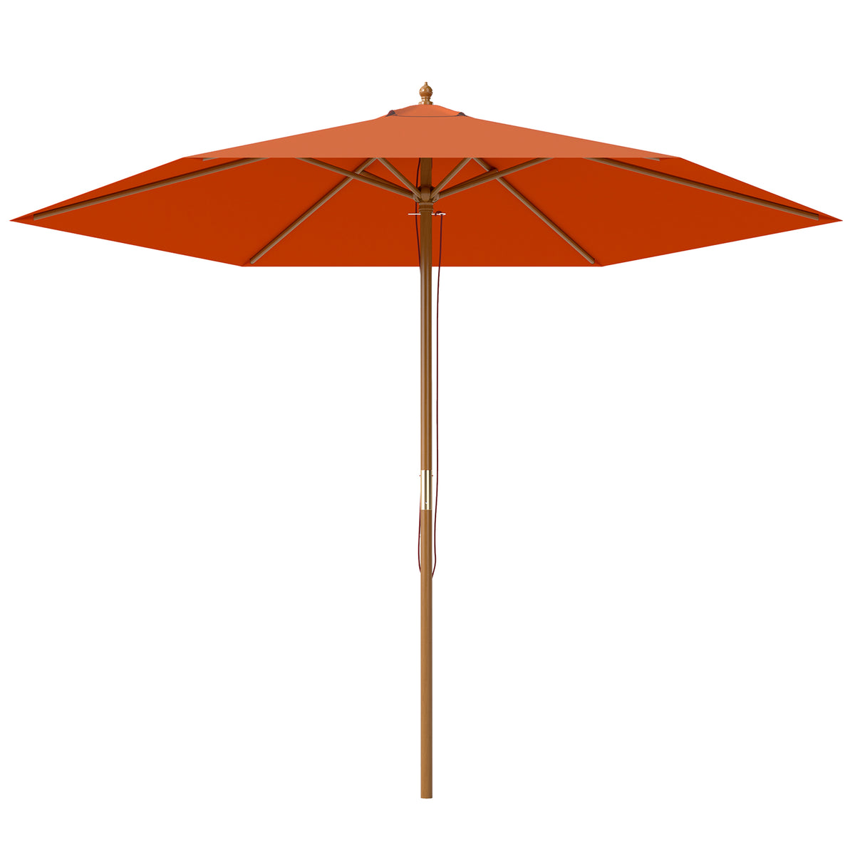 Outsunny 2.5m Wood Garden Parasol Sun Shade Patio Outdoor Wooden Umbrella Canopy Orange