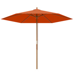 Outsunny 2.5m Wood Garden Parasol Sun Shade Patio Outdoor Wooden Umbrella Canopy Orange