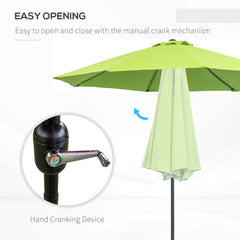 Outsunny 2.7M Garden Parasol Umbrella with Glass Fibre Ribs and Aluminium Frame, Tilting Sun Shade Shelter Canopy, Light Green