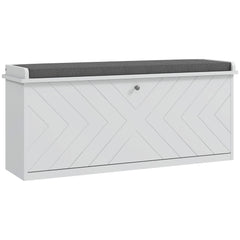 HOMCOM 10-Shoe Storage Bench, with Padded Top Seat - White/Grey