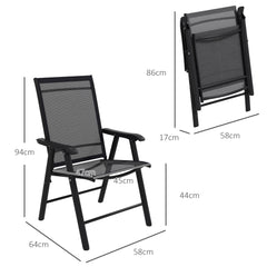 Outsunny Set of 4 Foldable Metal Garden Chairs Outdoor Patio Park Dining Seat Furniture Black