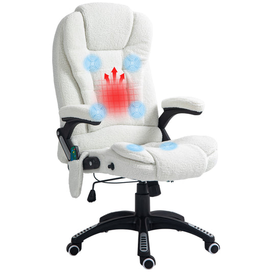 Vinsetto Boucle Six-Point Massage Office Chair - White