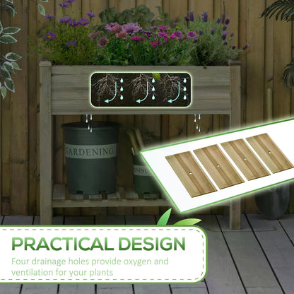 Outsunny Garden Wooden Planters√Ø¬º≈í Raised Garden Bed with Legs and Storage Shelf Elevated Wooden Planter Box