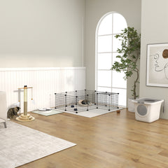 PawHut Cat Litter Box, Pet Toilet, Enclosed Kitten Pan with Front Entrance Top Exit, High Side, Scoop, White