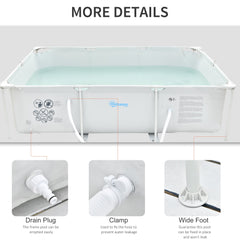 Outsunny Steel Frame Pool with Filter Pump, Filter Cartridge, Reinforced Sidewalls Rust Resistant Above Ground Swimming Pool 292 x 190 x 75cm, Grey