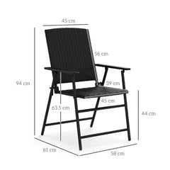 Outsunny Set of Two Folding Rattan Seat Chairs - Black