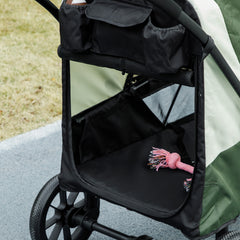 PawHut Easy Folding Pet Stroller for Large Dogs with 4 Big Wheels, Shock Absorb Frame, Safety Leashes, Brakes, Dark Green