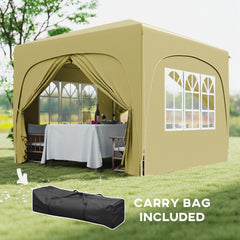 Outsunny 3 x 3m Pop-Up Gazebo Shelter, with Accessories - Sand