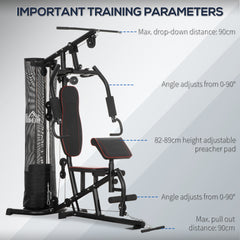 محطة تمرين رياضية منزلية متعددة الوظائف من HOMCOM، معدات لياقة بدنية متعددة الأغراض بوزن 45 كجم للياقة البدنية لكامل الجسم