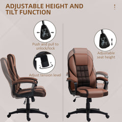 HOMCOM Faux Leather Office Chair - Brown