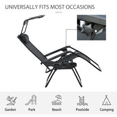 Outsunny Folding Zero Gravity Sun Lounger, with Sun Canopy - Black