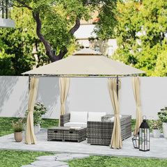 Outsunny 3 x 3 m Solar LED Metal Gazebo - Beige