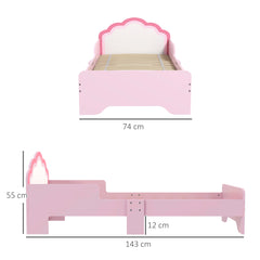 ZONEKIZ Toddler Bed Frame, Princess Bed for Kids, Cloud-Design, 143 x 74 x 55cm - Pink