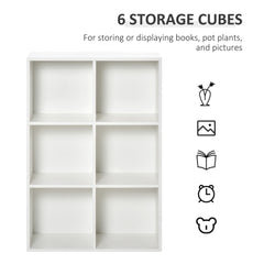 HOMCOM Six-Cube Bookcase - White Wood Effect