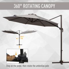 Outsunny 3m Cantilever Aluminium Frame Outdoor Garden Parasol Grey