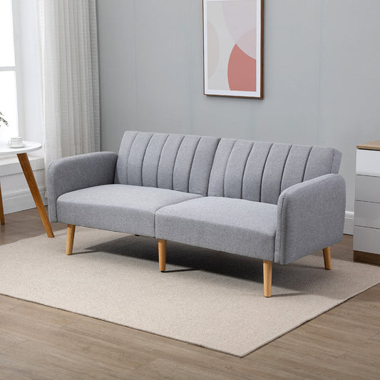 HOMCOM Three-Seater Sofa Bed, with Split Back - Light Grey