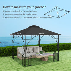 Outsunny 3x3(m) Replacement Gazebo Canopy, Double Tier Roof Top for Garden, Patio, Outdoor, Black (TOP ONLY)