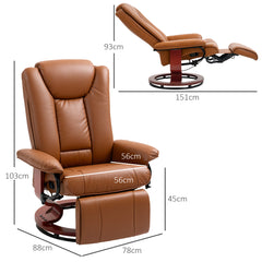 HOMCOM Faux Leather Recliner Chair - Brown