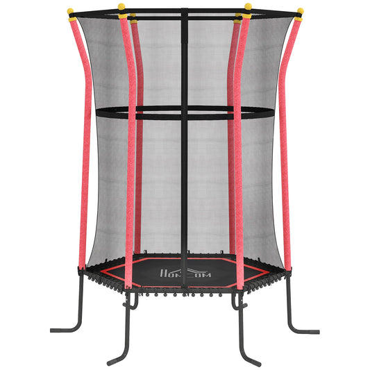 HOMCOM Kids Trampoline Mini Bouncer with Enclosure Safety Net For Ages 3-10 Years - Red