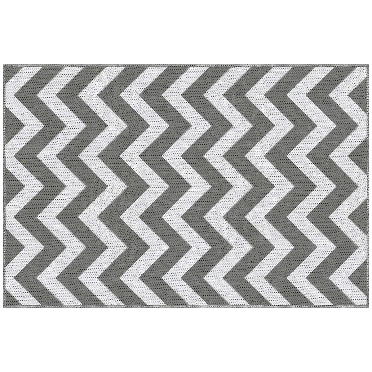 Outsunny Reversible Outdoor Rug, 1.2 x 1.8m Patio Carpet, Waterproof Plastic Rug for Garden, Deck, Picnic, Beach, Camping, Grey and White