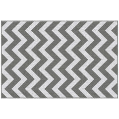 Outsunny Reversible Outdoor Rug, 1.2 x 1.8m Patio Carpet, Waterproof Plastic Rug for Garden, Deck, Picnic, Beach, Camping, Grey and White