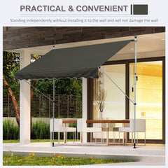 Outsunny 3x1.5m Adjustable Outdoor Aluminium Frame Awning Grey