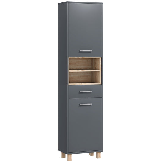 HOMCOM Tall Bathroom Storage Cabinet, Bathroom Storage Unit, Freestanding Bathroom Cabinet with Open Shelves and Drawer