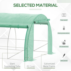 Outsunny Polytunnel Greenhouse Walk-in Grow House Tent with Roll-up Sidewalls, Zipped Door and 12 Windows, 6x3x2m Green