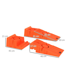 DURHAND 2 Pieces Car Ramps Heavy Duty 5 Ton Motorhome Levelling Ramps, Plastic Garage Workshop Car Lift, Portable Automotive Vehicle Campervan Car Ramp, Orange