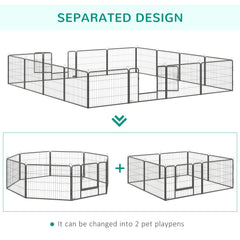 PawHut 16 Panels Heavy Duty Puppy Playpen, for Small Dogs, Indoor and Outdoor Use - Grey