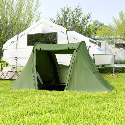 Outsunny 3 Man Camping Tent with Living Area and 2 Bedrooms, 3000mm Waterproof Family Tent with Sewn-in Groundsheet, Portable with Bag for Hiking, Festival, Backpacking, Green