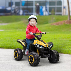 HOMCOM 12V Ride-On Quad Bike w/ Music, Horn, for Ages 3+ Years - Yellow