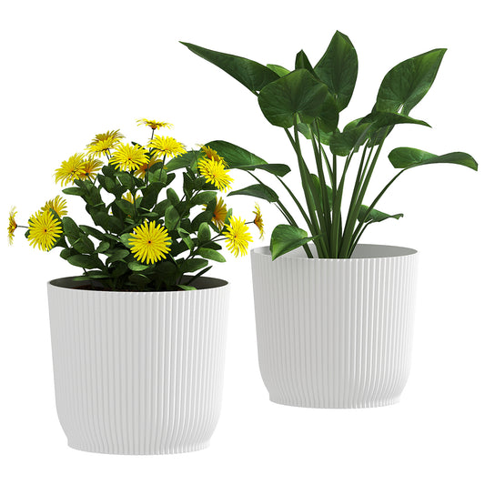 Outsunny Set of Two √ê¬§22cm Planters - White