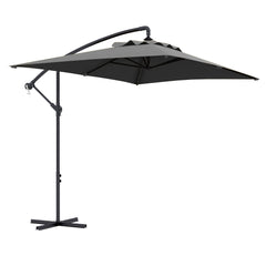 Outsunny 3(m) Cantilever Overhanging Parasol, with Cross Base - Grey