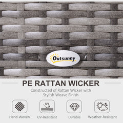 طقم أريكة وطاولة خارجية نصف دائرية من Outsunny Rattan Garden Furniture مكون من 4 مقاعد وطاولة فناء منسوجة من الخيزران مع مقعد مبطن ووسادة - رمادي