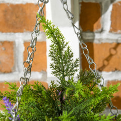 Outsunny Set of Two Artificial Hanging Lavender Flower Pots - Purple