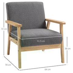 HOMCOM Minimalistic Wooden Frame Accent Chair, with Padded Seat