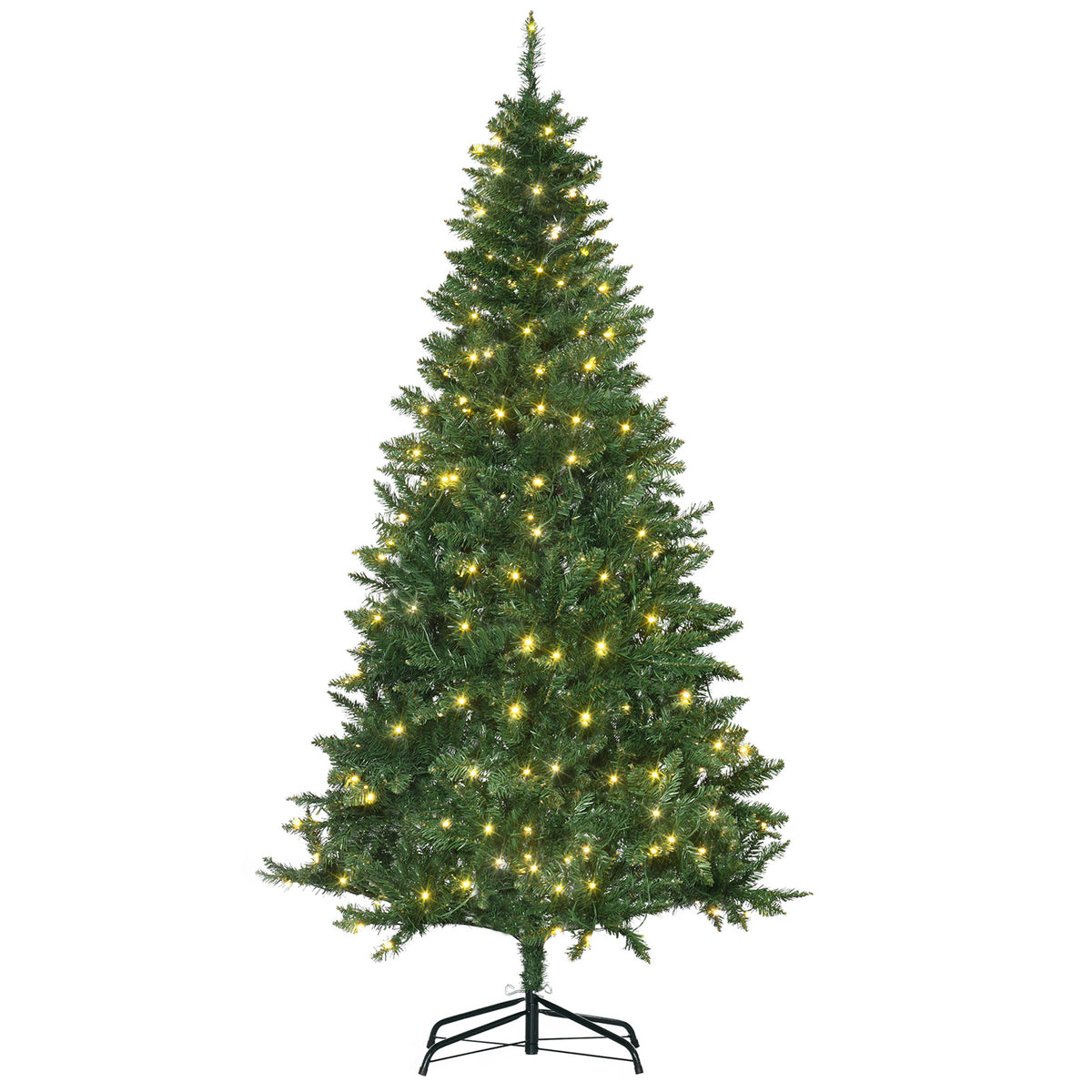 HOMCOM 6FT Christmas Tree Warm White LED Light Holiday Home Decoration, Green