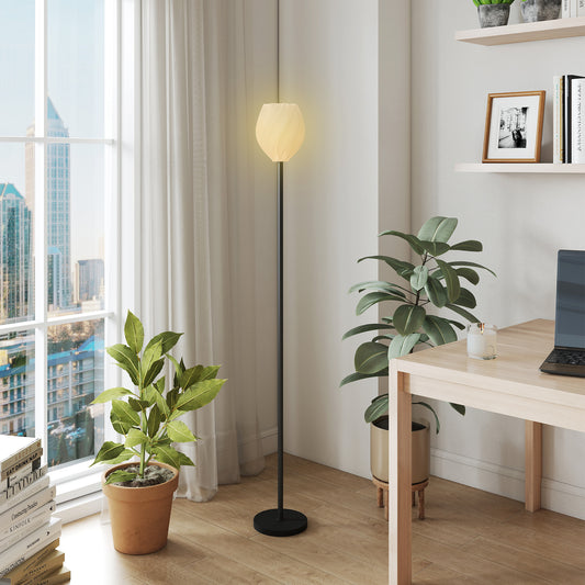 HOMCOM Flower Floor Lamp for Living Room, 3D Printed Modern Standing Lamp with Rose Shade & Foot Switch, Minimalist Tall Pole Lampshade for Bedroom, Office, E27 Holder without Bulb (25W Max), White