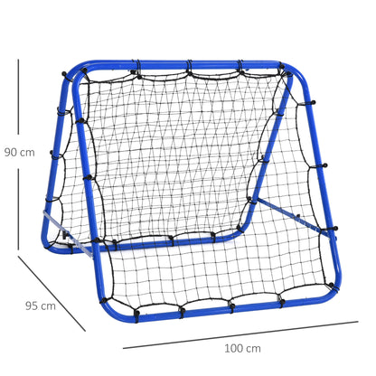 HOMCOM Double Sided Football Rebounder Net, Football Rebound Goal with Five Adjustable Angles, Blue