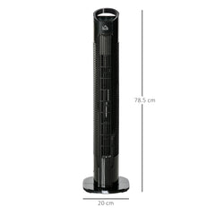 HOMCOM 31" Freestanding Tower Fan, 3 Speed 3 Mode, 7.5H Timer, Oscillating, LED Panel, Remote Control, 31 Inch Standing Fan, Black