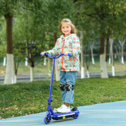 AIYAPLAY Electric Scooter for Ages 6-14, with Colourful Light and Electric Brake, Electric Scooter E Scooter, Up to 10 KM/H & 8 KM, Blue