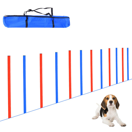 مجموعة تدريب الطاعة للكلاب من PawHut Pet Agility Training Equipment قابلة للتعديل (أقطاب)