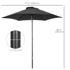 Outsunny 2m Garden Parasol Umbrella, Outdoor Sun Shade with 6 Sturdy Ribs for Balcony, Bench, Garden, Black