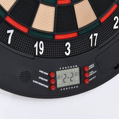 HOMCOM Electronic Dartboard Set 26 Games and 185 Variations with 6 Darts and Cabinet to Stroage Multi-Game Option Ready-to-Play