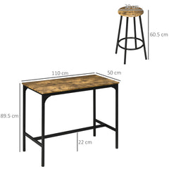 HOMCOM Five-Piece Industrial-Style Bar Table Set - Brown/Black