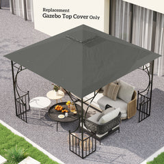 Outsunny 3x3(m) Replacement Gazebo Canopy, Double Tier Roof Top for Garden, Patio, Outdoor, Grey (TOP ONLY)