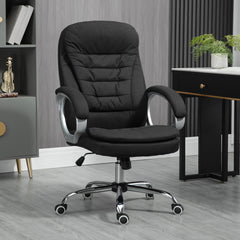 Vinsetto Executive Office Chair Task Chair for Home with Arm, Swivel Wheels, Linen Fabric, Black