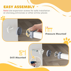 PawHut Pressure Fit Stair Gate Dog Gate w/ Auto Closing Door, Double Locking, Easy Installation, for 74-100cm Openings - White